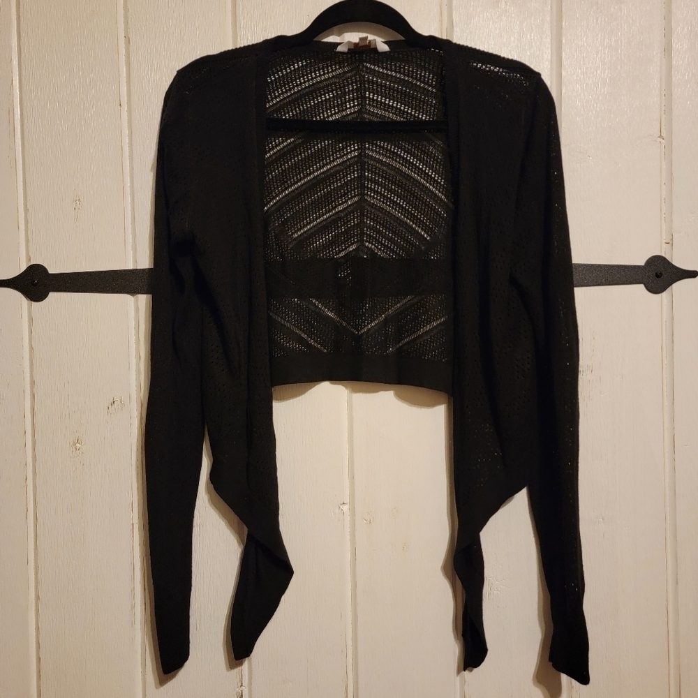Candies Womens Cardigan Sweater Knit Black Long Sleeve Size Medium
